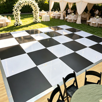 Piste de danse en contreplaqué blanc et noir pour décoration de mariage intérieure/extérieure, 4 pieds x 4 pieds, avec structure en aluminium