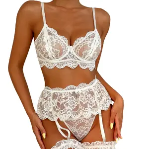 Sexy Nighty Cho Tuần Trăng Mật Ladies Đồ Lót Quần Lót Sexy Lingerie Ren Bra Set 2 Màu Sắc