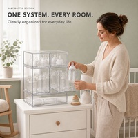 Tiroirs de rangement modulaires transparents pour biberons, lot de 4 et 5, organisateur empilable pour accessoires d'alimentation, sucettes, produits de soin et cosmétiques, pour comptoir