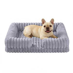 Rectangle Corduroy Fluffy Pet Bed <b>Sofa</b> Couch Cushion Winter Warm Velvet Cloth <b>Sofa</b> Style Pet Supplies For Medium Large Dogs - Product Image 1