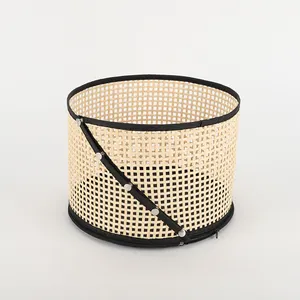 New Design Hollowout Foldable Bamboo Rattan Storage Basket Hand Woven Basket For Storage