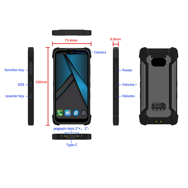 New Arrived IP68 5.7 Inch Android 11 Smart Rugged Phone 4G Octa-core 2.0Ghz 4GB 64GB Rugged Smart Phone