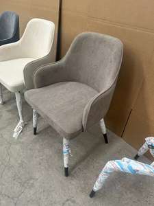 Chaises de salon rembourrées, cadre en métal, tissu blanc, <span class=keywords><strong>gris</strong></span>, bleu, violet, <span class=keywords><strong>velours</strong></span>, chaises de salle à manger scandinaves avec accoudoirs - Product Image 2