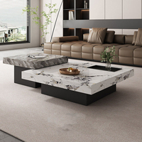 Table basse en marbre naturel au design nordique unique, table d'appoint moderne pour salon, table en onyx