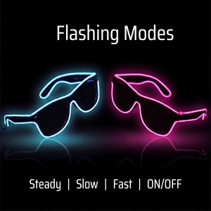 Gafas LED con Cable <span class=keywords><strong>EL</strong></span> Activadas por Sonido, Gafas de Sol Disco de 6 Colores para Discoteca, Gafas Luminosas para DJ, Club, Fiesta Rave - Product Image 2