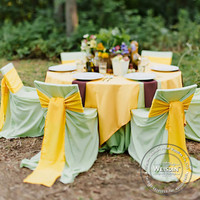 Housse de siège arc de décoration ruban imperméable vert pour chaises tifany en plastique de mariage