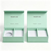 Boîte cadeau personnalisée vert menthe à fermeture magnétique pour soins de la peau, boîte en papier cosmétique à couvercle rabattable, emballage magnétique pour soins de la peau en gros