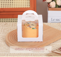 Boîte à gâteau en papier blanc personnalisée avec poignée et grande fenêtre transparente pour pâtisserie de 6 pouces, vente en gros