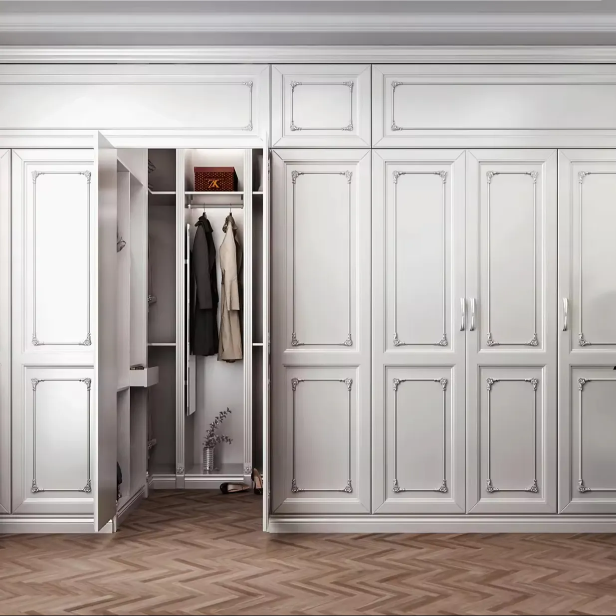 Customization good price classic luxury design loft closet bedroom teak wood large cupboards for bedroom