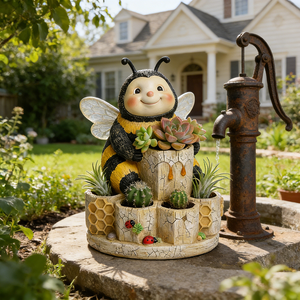 Pot de fleurs réaliste en résine abeille - Pot décoratif nid d'abeille avec <span class=keywords><strong>figurine</strong></span> d'abeille, support fantaisie pour plantes succulentes - Product Image 3