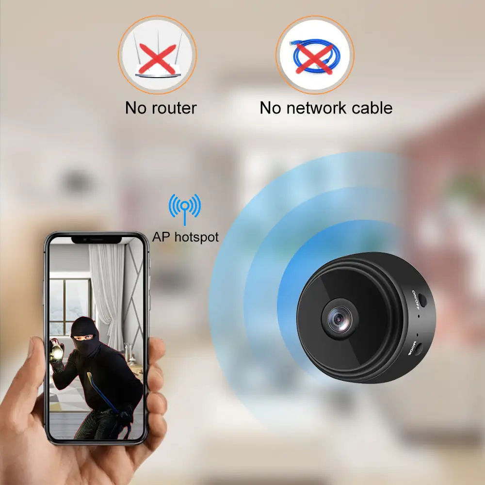 Caméra de vidéosurveillance anti-espion HD A9, dispositif de sécurité domestique sans fil, avec Vision nocturne et Wifi, avec commande vocale