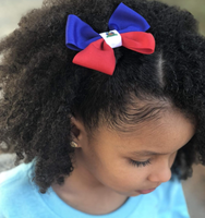 Pince à cheveux en ruban tissé avec motif drapeau d'Haïti, design personnalisé pour le jour du match de football 2026, idéale pour les festivals et les fêtes
