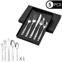 Ensemble d'argenterie en acier inoxydable 5 pièces avec boîte Métal noir mat Fête minimaliste Polonais mat