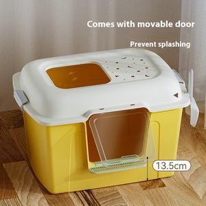 Caja de arena grande para gatitos, tapa de entrada superior resistente, 20L, interior de plástico, recién llegado, bandeja de inodoro cerrada a prueba de derrames para gatos, cuchara - Product Image 4