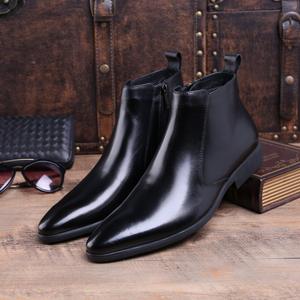 Botas Oxford de Cuero Genuino para Hombre JiuZhou de Alta Gama - Estilo Corto de Negocios Británico con Cuello Alto y Suela Antideslizante - Product Image 5