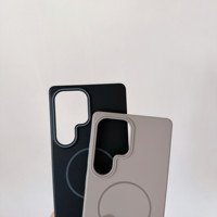 Casing HP PC Tipis Berkualitas Tinggi dengan Sentuhan Kulit Asli untuk S24 S25 Ultra, Mendukung Pengisian Daya Nirkabel