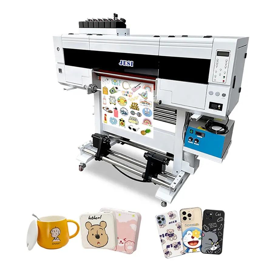 3 Köpfe beliebter 60 cm UV-DTF-Aufkleber-Folldrucker UV-DTF-Drucker mit Laminator durchsichtige weiße A- und B-Follie