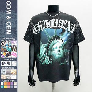 T-shirt da uomo personalizzata a maniche corte con lavaggio acido, stampa DTG, 100% cotone, lavorazione a maglia, oversize, vintage, casual, tinta unita, 300 grammi - Product Image 1