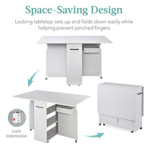 Meilleur choix de produits : <span class=keywords><strong>Table</strong></span> à manger pliante moderne pour hôtel, multifonctionnelle, gain de place, pliable, <span class=keywords><strong>avec</strong></span> extension à rabat, bureau <span class=keywords><strong>avec</strong></span> roulettes 3 - Product Image 6