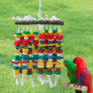 Juguete de Bloques de Madera Coloridos para Loros, Juguete Colgante para Morder para Aves Medianas y Grandes, Alivia el Aburrimiento y la Ansiedad - Product Image 1