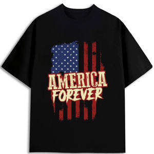 Camiseta America Forever para hombre, cuello redondo, 100% algodón, estampado de la bandera de EE. UU. - Product Image 1