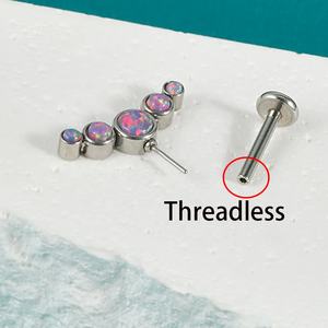 Venta al por mayor de acero quirúrgico CZ gema ópalo Threadless Labret labio Push-In Bar anillo <span class=keywords><strong>diamante</strong></span> Piercing para el cuerpo joyería oreja cartílago <span class=keywords><strong>Tragus</strong></span> - Product Image 2
