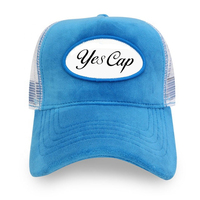 Casquette de camionneur en velours rose à 5 panneaux avec logo emblématique brodé sur mesure pour femmes et hommes