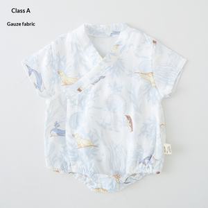 Mameluco de bebé 2026 de verano, fino, de gasa, algodón de bambú, Clase A, para recién nacido, manga corta, unisex, ropa de bebé transpirable - Product Image 3