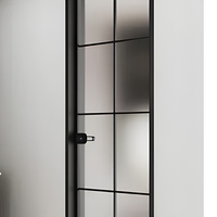 Porte de salle de bain coulissante en verre dégradé à cadre ultra-fin, double vitrage, sur mesure, bleue, pour usage résidentiel