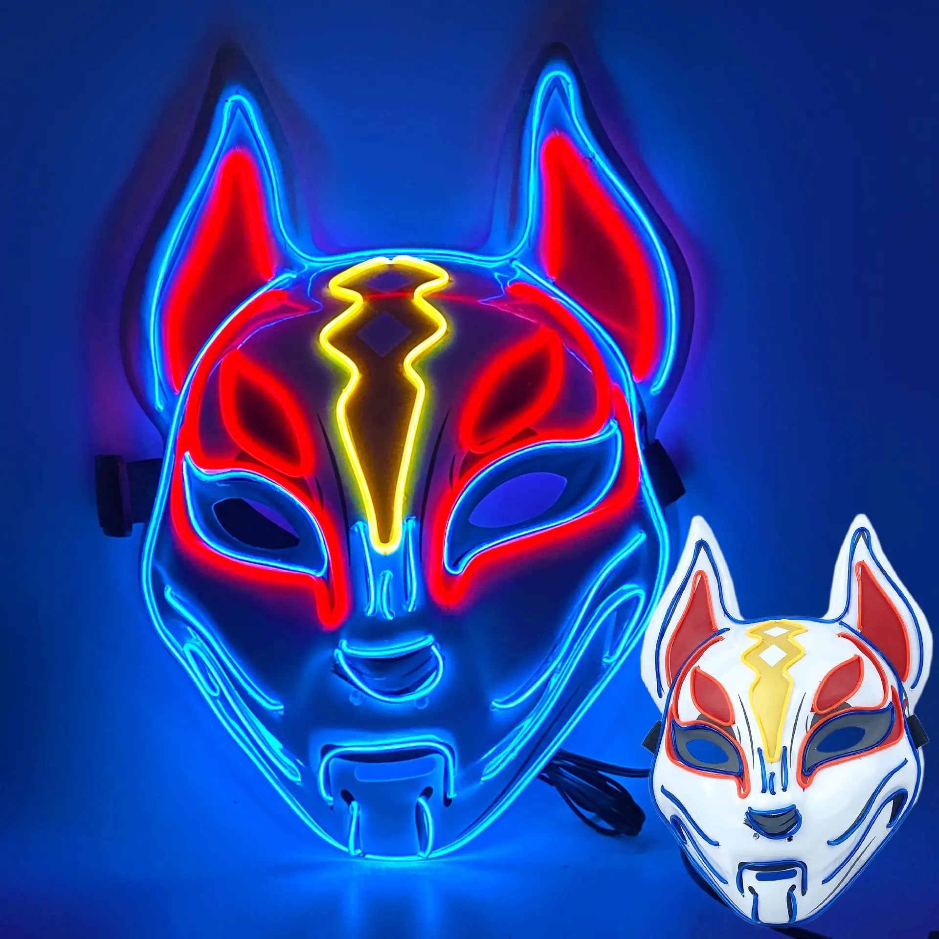 Halloween Fortress Night Sky Fox luminoso LED Fox maschera luminosa maschera giapponese