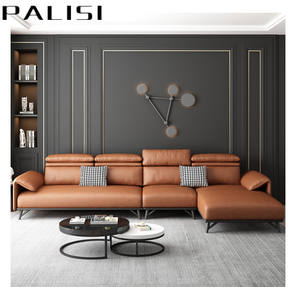 Ensemble de canapés en <span class=keywords><strong>cuir</strong></span> bleu marine sectionnels de haute qualité Salon Simple Nordic Fashion L forme Corner Chaise Sofa - Product Image 2