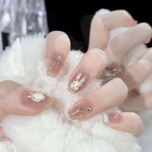 <span class=keywords><strong>2023</strong></span> nouveau fait à la main Style français <span class=keywords><strong>manucure</strong></span> armure lapin Nail Art Rococo lapin amovible faux ongles Patch pour les doigts - Product Image 6