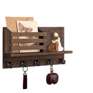 Wooden <b>Wall</b> <b>Mounted</b> Key Holder With Mail Slot And Storage <b>Shelf</b> For Entryway Organization - Product Image 2