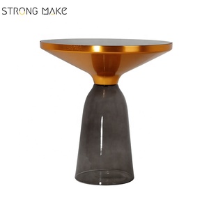 Luxury living room furniture riproduzione Classica Campana di <span class=keywords><strong>vetro</strong></span> Laterale Da Tavolo in <span class=keywords><strong>oro</strong></span> - Product Image 2