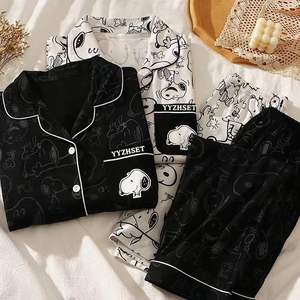 Vente directe d'usine, nouveaux pyjamas à manches longues pour femmes, ensemble cardigan ouvert, motif <span class=keywords><strong>Snoopy</strong></span> mignon - Product Image 2