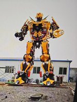 Sculpture de robot en métal faite à la main, statue géante grandeur nature de Bumblebee Transformer pour la décoration des parcs d'attractions et des centres commerciaux