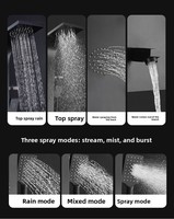 Panneau de douche noir mat SUS304 mural, ensemble complet de douche à effet pluie