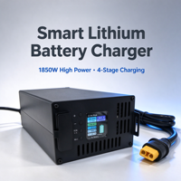 Chargeur de batterie pour vélo électrique/trottinette électrique LiFePO4/NCM, coque en aluminium certifiée CE, tension de sortie réglable 10V-92.4V/3-20A, PD 3.0