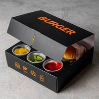 Boîte à hamburger avec porte-gobelet, ensemble d'emballage pour hamburger et boisson, plateau en papier pour restaurants de restauration rapide