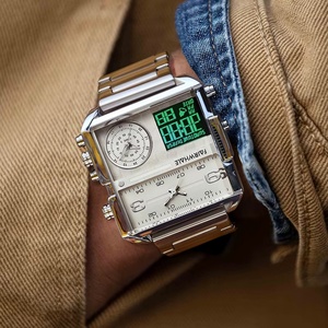 Reloj de Cuarzo de Moda para Hombre Mark Fairwhale 4270, Esfera Cuadrada, Correa de Cuero de 20 mm, Caja de Acero Inoxidable, Calendario, Luminoso, Casual - Product Image 2
