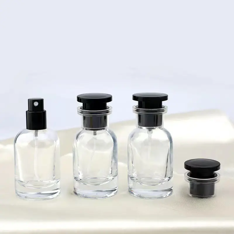 Yeni özel logo boş cam parfüm şişesi 30ml 50ml 100ml sprey yuvarlak lüks şişe parfüm kutusu ile