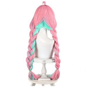<span class=keywords><strong>Peluca</strong></span> Sintética Varesa Cosplay Más Vendida, 98 cm de Largo, Pre-Tejida, Rosa-Verde, con Trenzas Dobles, para Disfraces de Halloween, Fiestas, Anime y Videojuegos - Product Image 3