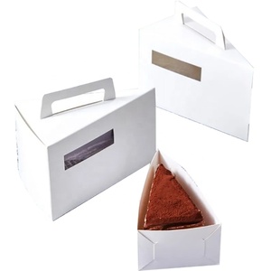 Papel recubierto Bosque negro Terciopelo rojo Pastel Triángulo Cake Slice Cajas Cartón Cake Piece Caja de embalaje con ventana de PVC limpia - Product Image 3