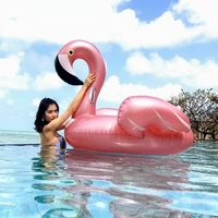 Flamant rose gonflable géant en PVC à chevaucher, or rose, jouet aquatique pour piscine, pour le plaisir