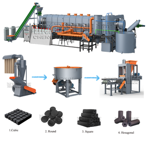 Ligne de production complète de briquettes de charbon de coque de palme, four de carbonisation continu, capacité de 300-3000 kg pour charbon de barbecue - Product Image 5