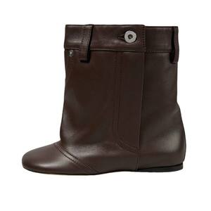 Botines Negros de Mujer con Punta Cuadrada y Diseño de Tubo Ancho, Planos y con Estilo de Manga, Novedad Otoño 2025 - Product Image 5