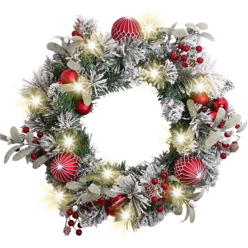 EAGLEGIFTS 18 inch artificial flowers Christmas Front Door Wreath Decorations for Home Wall Decor Christmas Wreath Garland