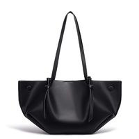 Sac fourre-tout plissé grande capacité pour femme, sac à bandoulière en cuir souple, sac à main décontracté pour le travail et le bureau, sac aile de chandelle, vente en gros