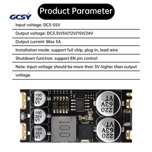 DC-DC डीसी चरण-डाउन पावर मॉड्यूल हिरन कनवर्टर 5-55v/5v/12v/15v/24v 5a आउटपुट सपोर्ट स्ड प्लग-इन लीड - Product Image 6