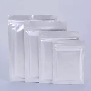 In Stock Heat Seal Smell Proof Food Grade Silver Aluminum Foil Pouch 3 Side Seal Ziplock Mylar Bags
